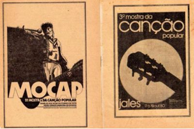 Capa dos programas da primeira e segunda Mostra da Canção Popular (MOCAP) Festivais realizados na deca de 80 (Fonte: Livro 70 Anos Memórias e Histórias) 